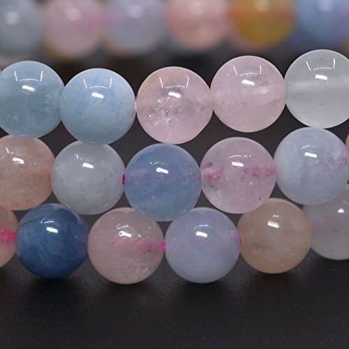 Justinstones Gem Semi Precious Gemstone 6mm Round Beads Stretch Bracelet 6.5 Inch Unisex - color: Morganite Beryl Aquamarine