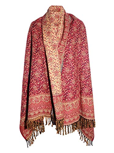 MAROON BEIGE BLUE FLORAL BLANKET SCARF LUXURY PREMIUM QUALITY HANDMADE FASHION SCAR MADE OF YAK WOOL Shawl Blanket stole unisex Travel Wrap Meditation Soft gift for her