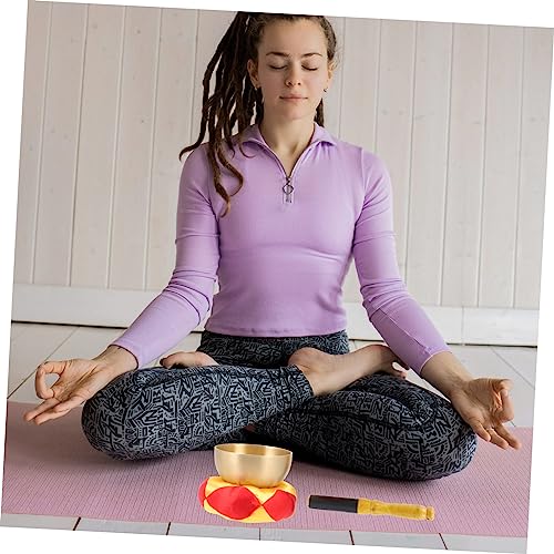 1set Tibetan Singing Bowl Yoga Meditation Tool Chime and Mallet Offering Bowl for Meditation and Relaxation