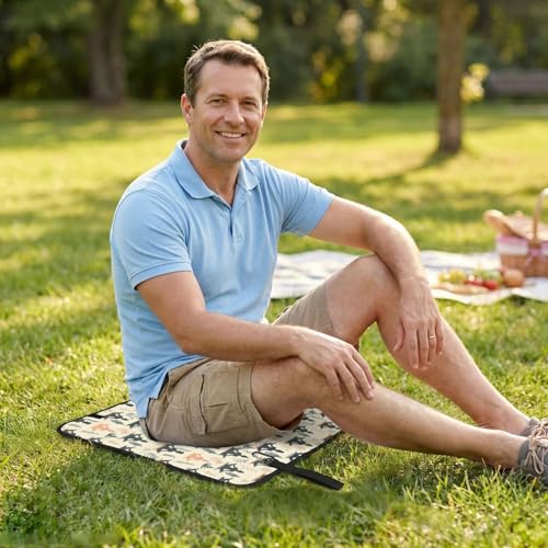 Yoga Meditation (7) Print Folding Seat Pad, Portable Camping Seat Cushion for Outdoor