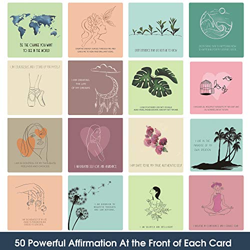 50 Affirmation Card for Women With 100 positive affirmation quotes, daily affirmation cards set. Self Care and Meditation Gift For Women. Empowering, Inspirational Affirmation for Stress Relief - color: 50BluePink