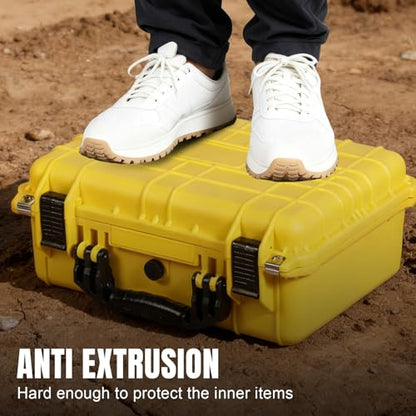 Jack Boss 16x 12.8x 6.8 Inch Hard Case, Portable Weather Waterproof Protective Camera Case with Customizable Foam, Fit Use of Drones, Camera, Equipments, Yellow - color: YELLOW, size: 16x12.8x6.8 in