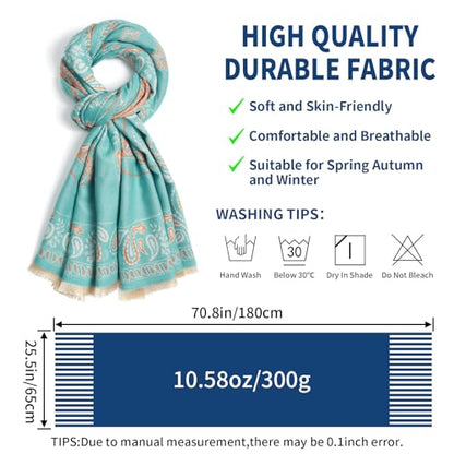 QIUTIMIY Pashmina Shawl Wraps for Womens Winter Scarf Reversible Pattern Designer Ladies Shawls and Wraps for Evening Dresses - color: Flower5-blue