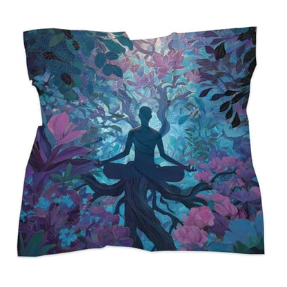 Meditation Yoga Roots Branches Leaves Women Scarf Silk Like Bandana Square Headscarf Hair Scarves Neckerchief Headwear - size: 18"x18"