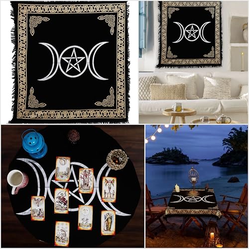 Indian Consigners Alter Spread Altar Cloth Tablecloth Tarot Card Supplies (Triple Moon Pentagram)… - size: 36" x 36" (Square)