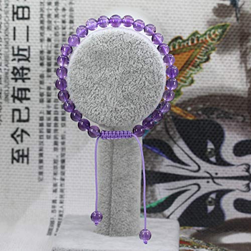 Keleny Natural Gemtone 6mm Round Beads Crystal Adjustable Braided Macrame Tassels Bracelets Unisex - color: Lavender Purple Amethyst Crystal