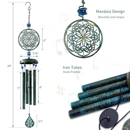Wind Chimes for Outside Zen Atmosphere Wind Chime Windchime Outdoors for Outdoor Garden Patio Decor with Mandala Design Windchime Gifts for Mother Grandma Sisters(6 Petal)