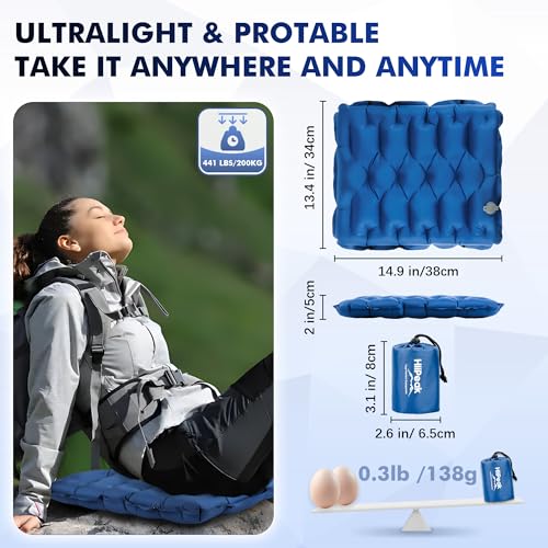 HiiPeak Inflatable Soccer World Cup Seat Cushion, Lightweight Compact Stadium Seat Pad Camping Air Seat Cushion for Gym Football Themed Party Airplane Travel Backpacking Hiking Office Car(Blue) - color: Blue