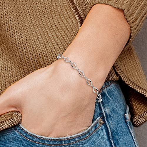 14K White Gold 5mm Thick Link Chain Bracelet 7.25 inch, Polished, Twisted for her IceCarats