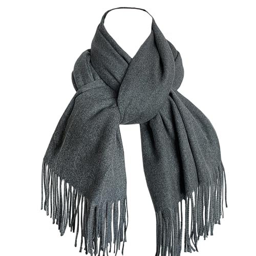 Rodaruus Women's Scarf Solid Color Shawl and Wrap. Super Soft Warm Long Large Scarf Pashmina with Cashmere Feel - color: Dark Heather Gray