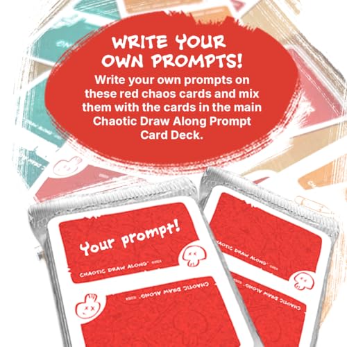 Chaotic Draw Along - Booster Pack (20 Chaotic Blank Red Cards) - Prompt Deck Expansion - Creative Art Blanks, Drawing Inspiration, Blank Cards for Your Own Prompts