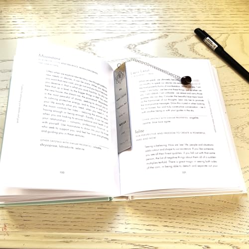 Stainless Steel Bookmark with a Crystal Pendant and Inspirational Text (Chakra 2) - color: Chakra 2