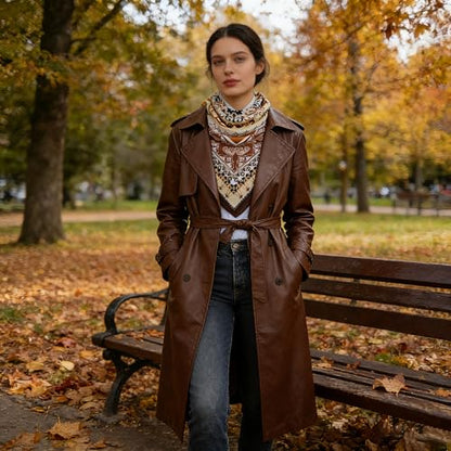 35" Head Scarf Large Square Scarf Like Cotton Hairscarf Fashion Scarves Bandana Night Sleeping Wraps for Women B01 - color: Coffee Paisley
