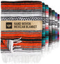Hydration Nation Authentic Extra Large Mexican Blanket (70"x50") - Handwoven Yoga, Serape - Artisanal Falsa, Beach, Camping, Picnic, Outdoor(Orange) - color: Orange