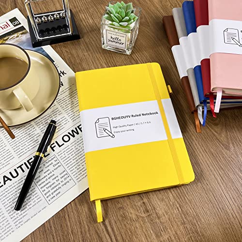 Notebook Journal, College Ruled Notebook Lined A5 160 Pages,Hard Cover Journals for Writing, Notebooks for Work Office School Women Men,5.7 inches x 8.4 inches(Yellow) - color: Yellow