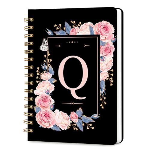 Lined Spiral Journal Notebook, A5 College Ruled Spiral Notebook for Women, Hardcover with Elegant Design for Work and Note-Taking, 5.5 * 8.25 inch, 160 Pages, Letter Q - color: Q