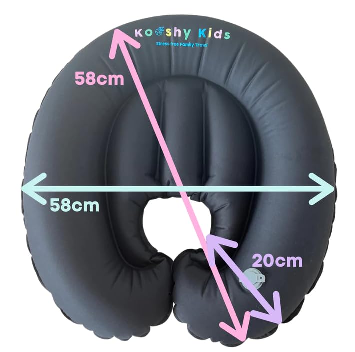 Kooshy Kids Premium Kooshy Kloud - Hand-Pumped Travel Pillow Nest - Inflatable Travel Pillow - Infant Kids Travel Cuddle Bed - Adult Back Support - Sleep on Planes - Approved All Airlines