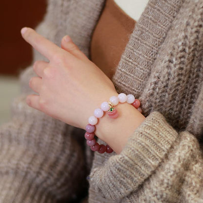 Natural Jade Bracelet for Women Gradient Green Jade Bead Elastic Bracelet, Suitable for Christmas, Thanksgiving - color: pink