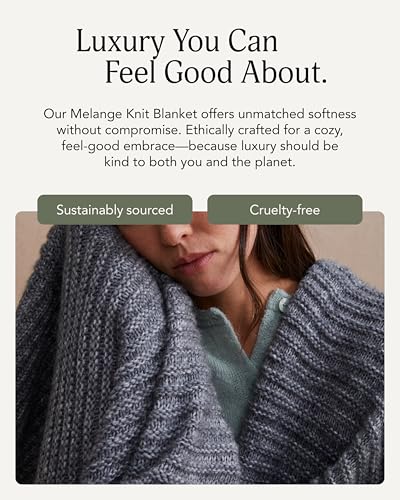 UnHide Melange Knit Blanket - 60" x 80" Textured & Ultra-Soft Wool Throw - Timeless & Breathable Knitted Blanket for Bedroom & Living Room - Night Owl - color: Night Owl, size: Melange Wool (60" x 80")