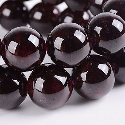 Justinstones Gem Semi Precious Gemstone 10mm Round Beads Stretch Bracelet 7 Inch Unisex - color: Garnet