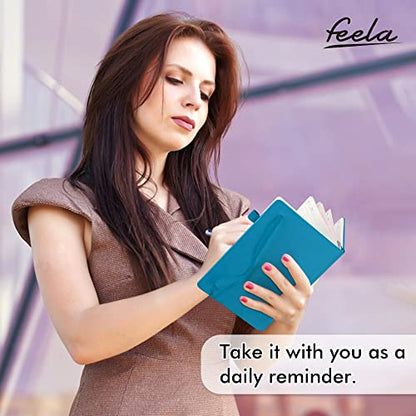 feela 3 Pack Notebooks Journals Bulk, Hardcover Notebook Classic Ruled Lined Journal Set with Pen Holder for Work Business Journaling Note Taking, with 3 Black Pens, 120 GSM, 5.1”x8.3”, A5, Teal - color: 3 Teal