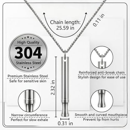 LAMKHOO Breathing Necklace to Quit Smoking and Vaping with Refillable Mint Pods Stop Smoking Aids Fidget Necklace for Anxiety Relief Smokeless Inhaler for Adults (Silver) - color: Silver