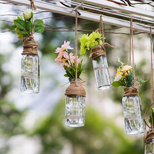 Geiserailie 45 Pcs Mini Glass Bottles with Cork Stoppers Spell Jar Mini Glass Vials Potion Bottles Clear Wishing Jars with 50 Eye Screws 3 Funnels for Party Favors DIY Art Crafts Decoration (Large) - size: Large