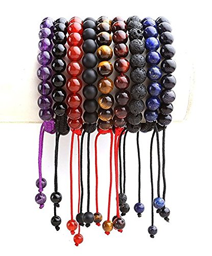 AD Beads Unisex 8mm Gemstone Bracelets Healing Macrame Adjustable 7-9 Inches || wear this healing natural gemstone bracelet help to erase your pain and fear || recover your energy|||