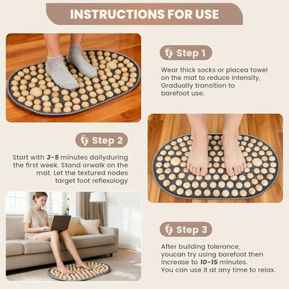 Feet Acupressure Mat, Wood Foldable Foot Massager Mat, Portable Pressure Point Massage Pad, Anti Fatigue Office Standing Desk Pad, Reflexoloy mat, Stand Up Pad, Relieve Foot Pain