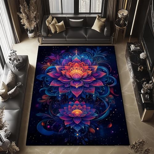 Lotus Mandala Rug, Chakra Meditation Area Rug, Vintage Florals Rugs, Yoga Meditation Rugs, Spiritual Carpet for Living Room, Bedroom, Kitchen, Yoga Room (8' x 11' (Rectangular)) - size: 8' x 11' (Rectangular)
