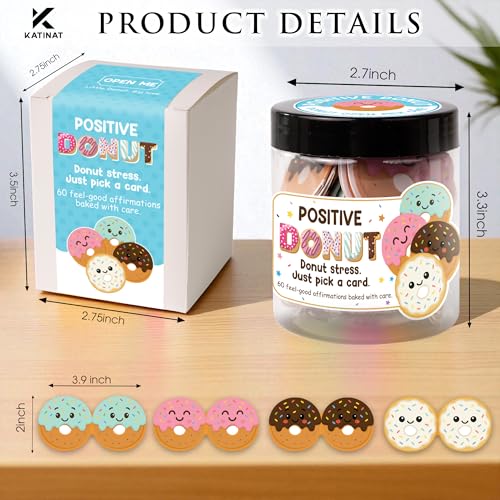 Positive Donut Jar, Emotional Inspirational Support 60 Affirmation Cards, Stocking Stuffers for Teen Girls, Birthday Gifts for Teenage Girls, Teen Girl Gifts Trendy Stuff - color: Positive Donut