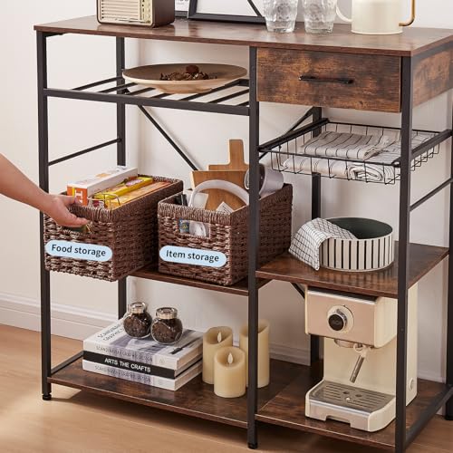 OIAHOMY Wicker Baskets, Paper Rope Storage Baskets for Organizing with Built-in Handles, 2 Packs-Brown