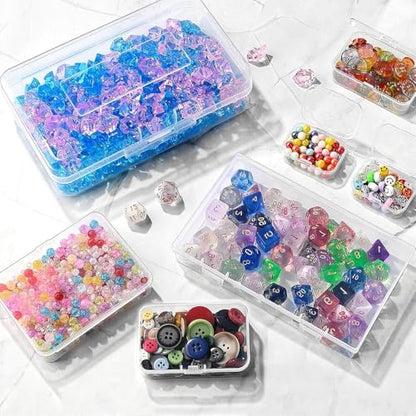 3Pcs Mixed Sizes Clear Plastic Jewelry Storage Box - Rectangular Mini Organizer Containers with Hinged Lids, Ideal for Small Items & Craft Projects