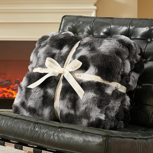 Amélie Home Faux Fur Throw Blanket, Ultra Soft Fuzzy Plush Bubble Blanket for Couch, Bed & Living Room, 60"x80", Tie-dye Black - color: Tie-dye Black, size: 60" x 80"