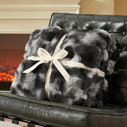 Amélie Home Faux Fur Throw Blanket, Ultra Soft Fuzzy Plush Bubble Blanket for Couch, Bed & Living Room, 60"x80", Tie-dye Black - color: Tie-dye Black, size: 60" x 80"