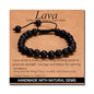 MASSIVE BEADS Handmade Yoga Natural Stone Crystal Healing Power Energy Gifts for Unisex Adult Bracelet Macrame Adjustable - color: Black Lava(Calm), size: 8mm
