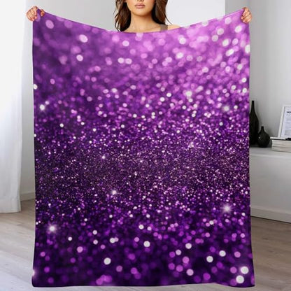 Fashion Bed Sofa Couch Cover, Unisex Blanket, Beautiful Dark Purple Bling Glitter Sparkles Pattern Lightweight Flannel Blanket - color: Color58, size: 30"x40"