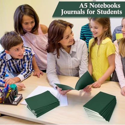 Sabary 72 Pack Kraft Paper Notebook Journals 5.5 Inch x 8.3 Inch A5 Notebook in Bulk Softcover Ruled for Writing Sketch Travel Journal with 60 Pages 30 Sheets(Dark Green,Line) - color: Dark Green, style: Line