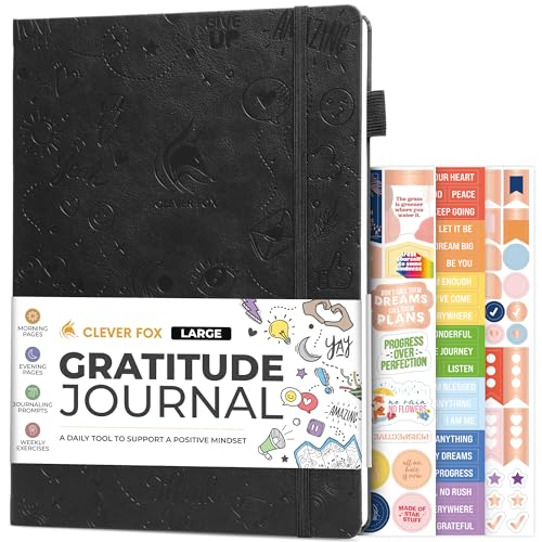 Clever Fox Gratitude Journal Large – Happiness, Positivity & Affirmation Journal – Inspirational Daily Notebook, 3 Months, 8.3x11” (Black) - color: Black, size: A4 (8.5" x 11")
