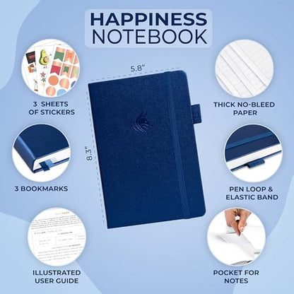 Clever Fox Happiness Notebook – Daily Positivity Journal for Women with Prompts & Positive Quotes – Affirmation & Self Esteem Gifts (Mystic Blue) - color: Mystic Blue
