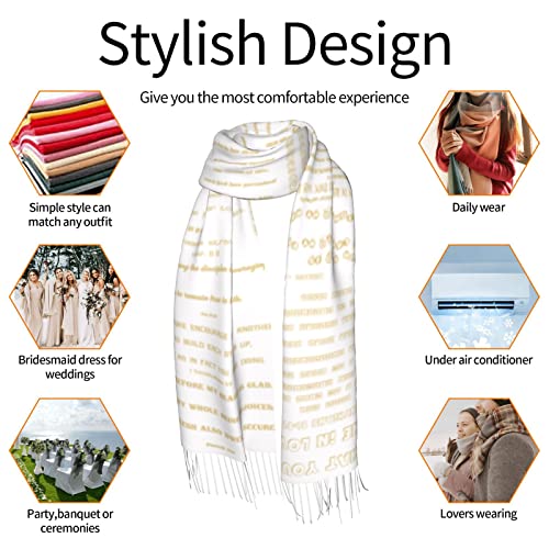Presents for Women,White Religious Christian Jesus Loves Me Bible Verse Fringe Pashmina Shawl Wrap for Bridal Wedding Party - color: White Gold Inspirational
