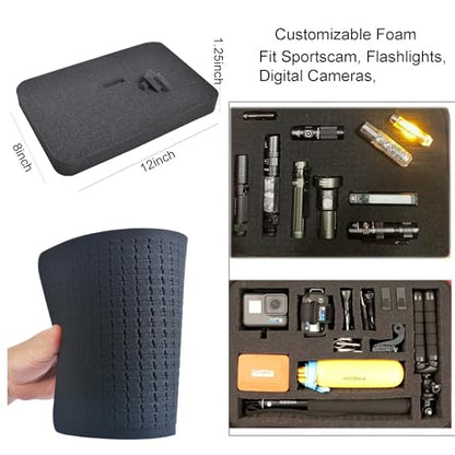 Large Carrying Case with Customizable Foam Protective Storage Case for Sports Camera SJCAM Monopole Accessories Yi 4K LCD SD Cards Batteries Feiyu Gimbal Digital Camera Case