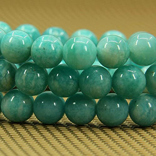 Angelstones Handmade Natural Healing Gemstone 8mm Round Beads Stretch Crystal Bracelet 7 Inch Unisex - color: Brazilian Amazonite