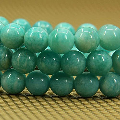 Angelstones Handmade Natural Healing Gemstone 8mm Round Beads Stretch Crystal Bracelet 7 Inch Unisex - color: Brazilian Amazonite