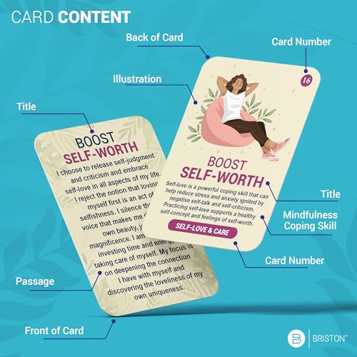 Briston Positivity Pulse Affirmation Cards for Mindfulness and Self Care – 50 Daily Positive Quote Cards for Motivation, Anxiety Relief, Gratitude, Mental Health, Confidence, and Personal Growth