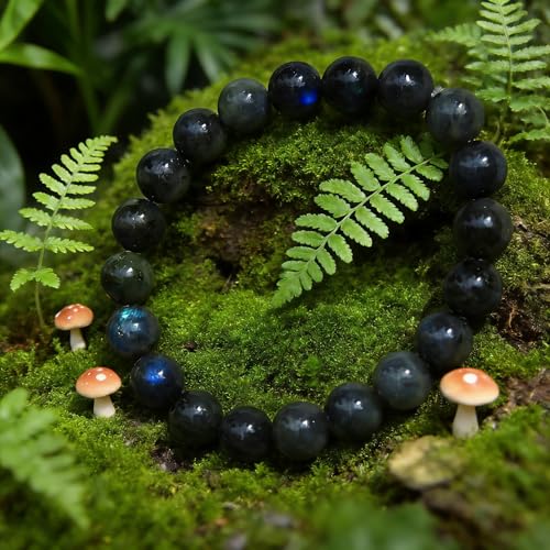 Natural Handmade Healing Chakra Bracelet - color: 12m-labradorite-FOR 8-8.7 INCH WRIST