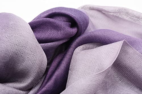 Cotton Silk Scarf Elegant Soft Wraps Color Shade Scarves for Women - color: Gradient - Light Purple