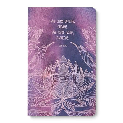 Compendium Softcover Journal – “Who looks outside, dreams. Who looks inside, awakens.”— A Write Now Journal with 128 Lined Pages, 5"W x 8"H - color: Outside Purple
