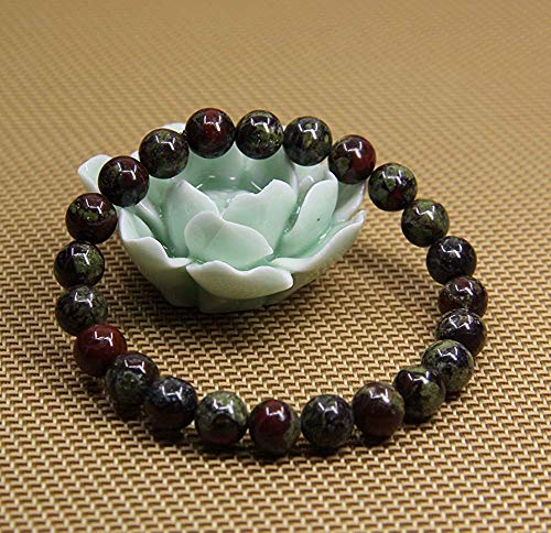 Angelstones Handmade Natural Healing Gemstone 8mm Round Beads Stretch Crystal Bracelet 7 Inch Unisex - color: Dragon Blood Jasper