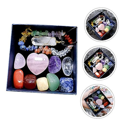 COLLBATH 1Set Delicate Healing Crystal Chakra Pendant Present Box Portable Meditation Stones for Yoga Decoration Personal Present for Meditation Enthusiasts